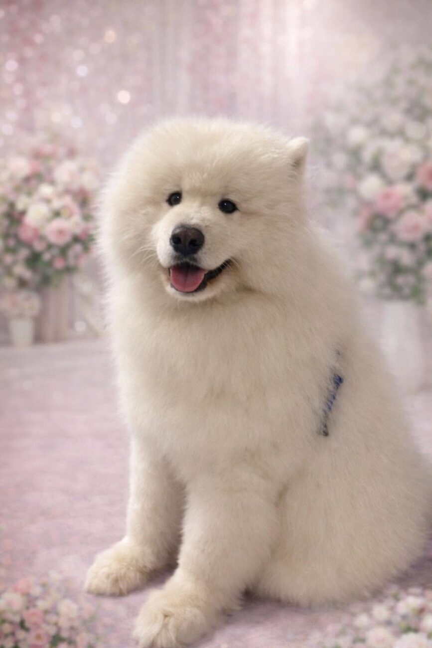 Samojed po kąpieli SPA